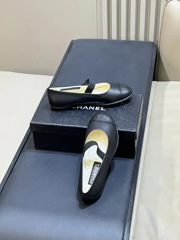 View 1 of Black Leather Mary Jane Smooth-Heel Chanel Shoes