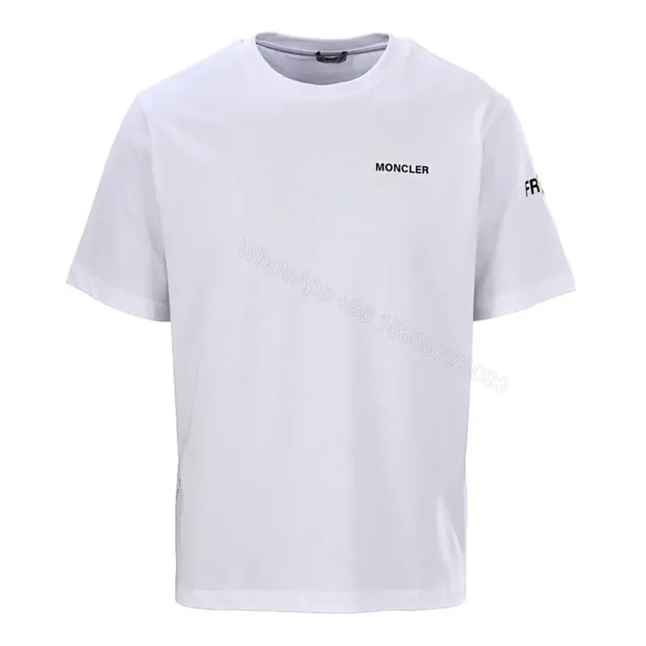 View 1 of Lightweight White Tee with Subtle Moncler Logo, Modern, Ultra-Comfortable