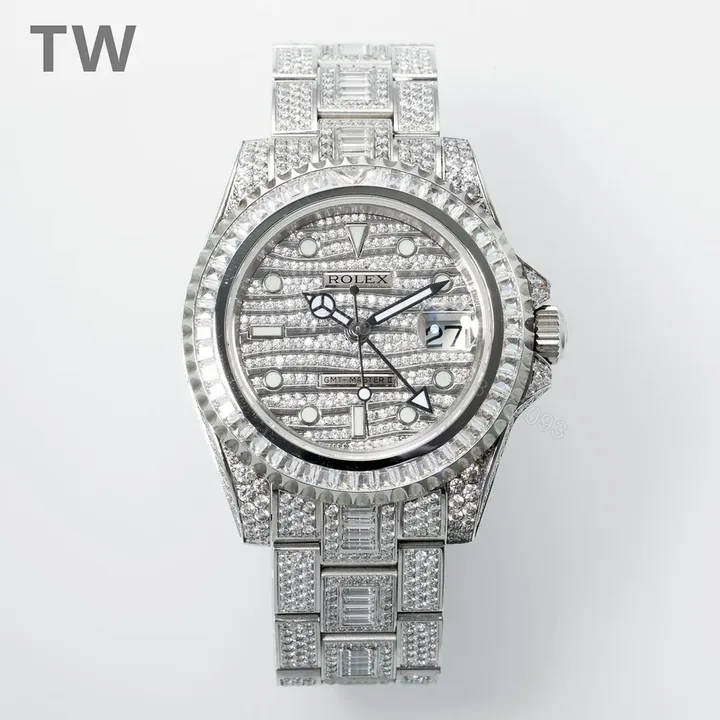 View 1 of KZ Factory Clean Factory TW Rolex GMT II Diamond Watch – Silver