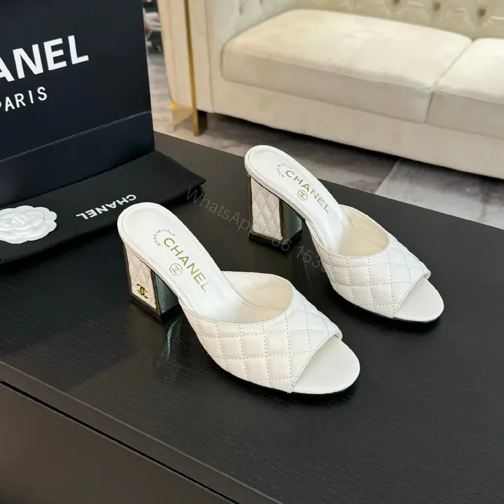 View 1 of White Leather Quilted Mule Sandals: Comfort, Luxe Style