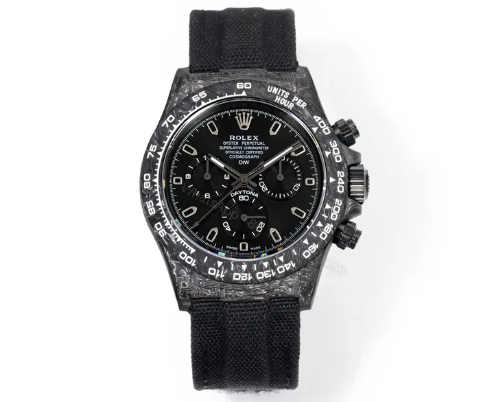 View 1 of Rolex Daytona Black Carbon 4130 Edition All Black Dial Strap 40mm RLX-DAY-CARB-4130-ALLBLK40-V2