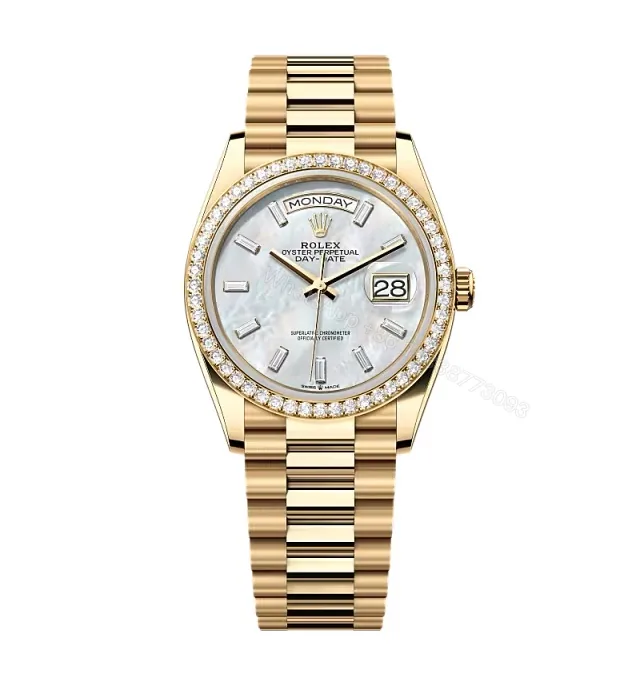 View 1 of Superclone Rolex Day-Date White Mother-of-Pearl Diamond Dial 128348rbr-0070 36 mm