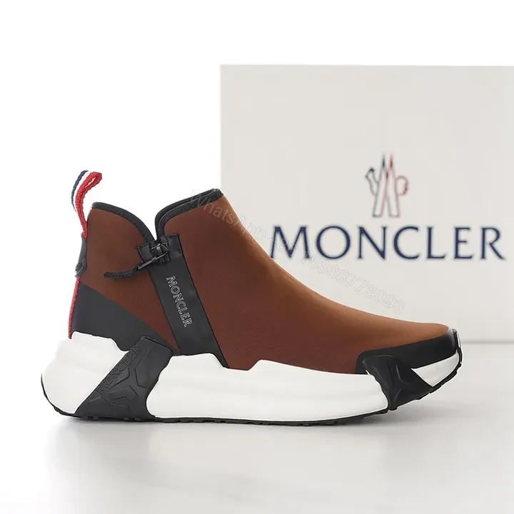 View 1 of Moncler Brown Leather High-Top Sneakers with All-Day Comfort