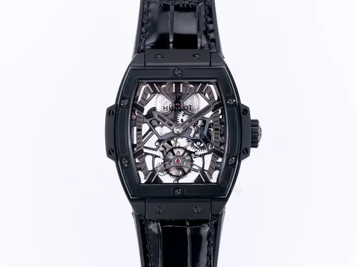 View 1 of Hublot Masterpiece 906 Black PVD with Rose Gold/Platinum Plating Tourbillon Watch Black Leather and Rubber Strap Sapphire Crystal Glass