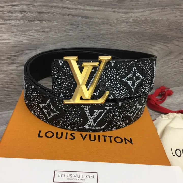 View 1 of Monogram Belt: Bold Black Leather, Gold Buckle, Luxe Style