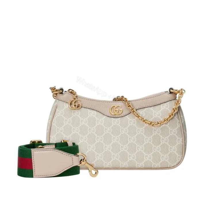View 1 of Gucci Ophidia Small Shoulder Bag Beige And White 25Cm 735132 UULAG 9682