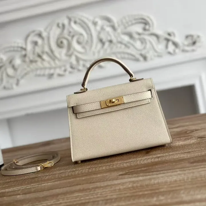 View 1 of HN MINI 19 WHITE CALFSKIN GOLD HARDWARE