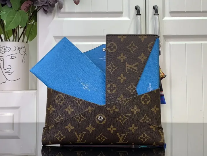 View 1 of Boldly Bright LV Tote: Blue Leather, Monogram Canvas, Structured Edge