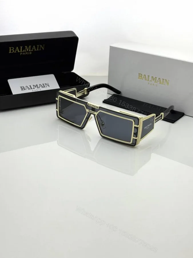 View 1 of First Copy Balmain Transparent Square Sunglasses Grey Lens Unisex UV Protection