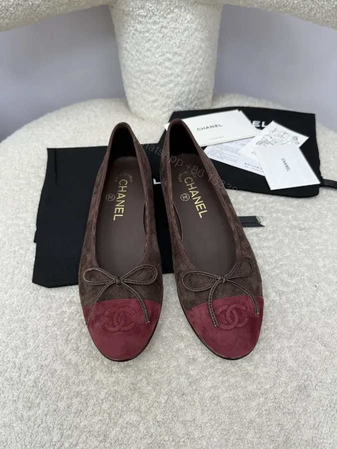 View 1 of Two-Tone Velvet Ballet Flats: Signature Crest Detail, Luxury