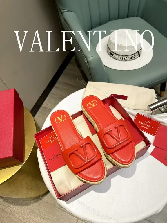 View 1 of Red Valentino Red Calf Leather Espadrille Slide - Bold Luxury Comfort