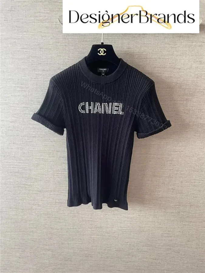 View 1 of Knit Tee: Rhinestone Logo, Modern Texture, Luxe Presence