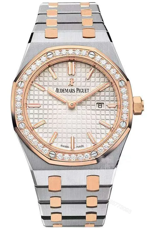 View 1 of Audemars Piguet Super Clone Royal Oak 67651SR Rose Gold Diamond Bezel White Dial 33MM