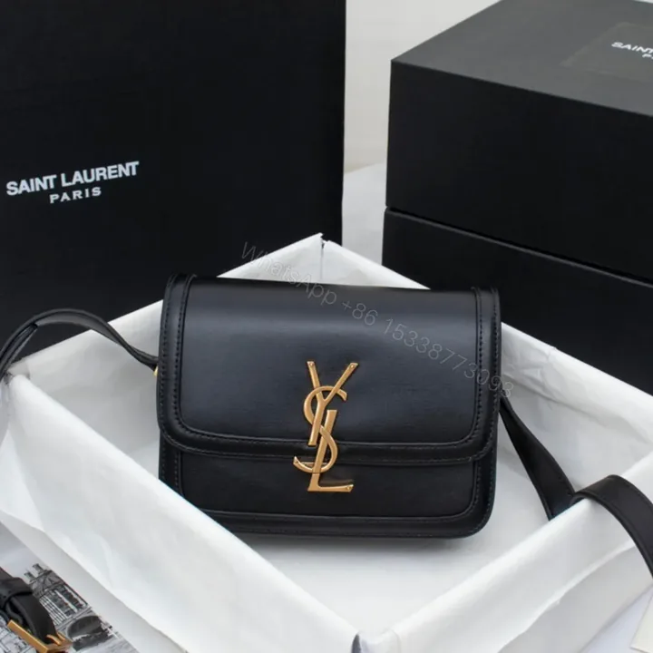 View 1 of Saint Laurent YSL Solferino Small Leather Satchel Shoulder Bag in Black