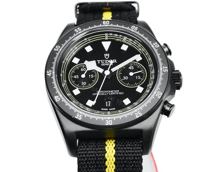 View 1 of Tudor FXD Chronograph Black Dial Yellow Stripe Strap Premium 43MM TUD-FXD-YLW-43