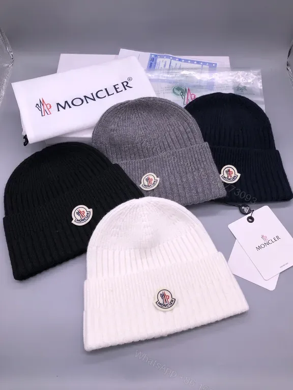 View 1 of Moncler Beanie Set - Black/Grey/Navy/White, Luxury Knitwear