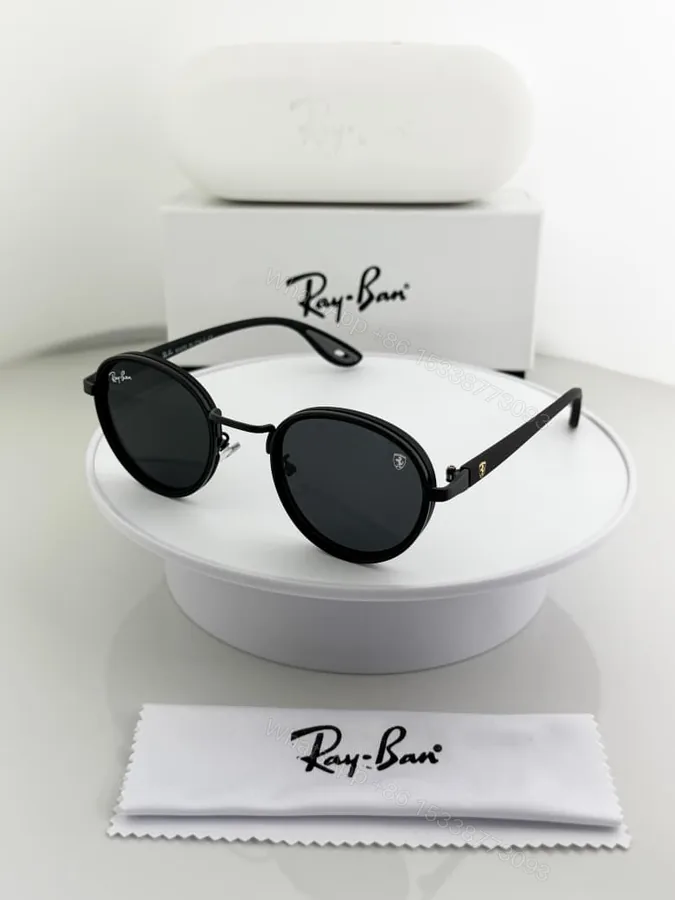 View 1 of Ray-Ban Round Black Sunglasses Metal Polarized