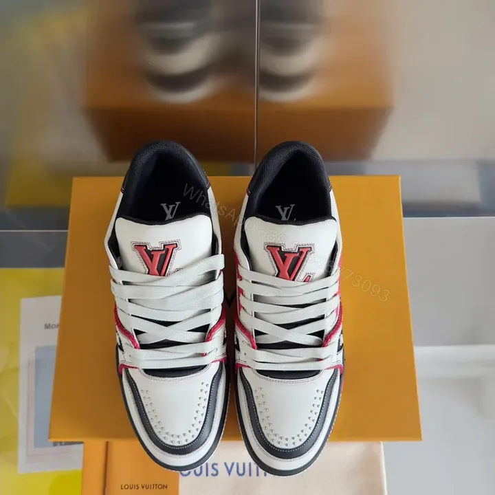 View 1 of Bold Contrast Panel Sneakers: Luxe LV-Inspired Monogram High-Tops