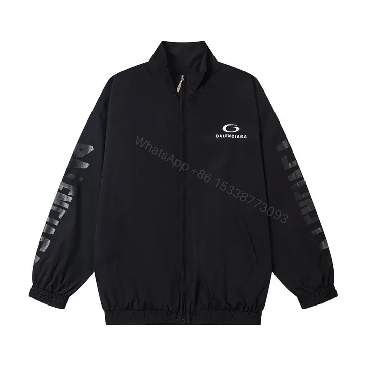 View 1 of Minimalist Black Windbreaker: Subtle Branding, All-Season Outerwear