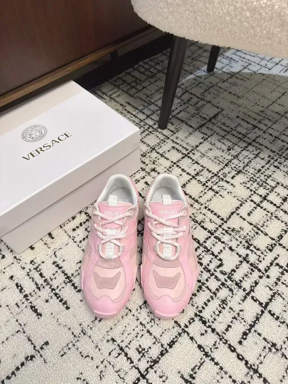View 1 of Playful Pink Luxe: Versace-Inspired High-Top Sneakers
