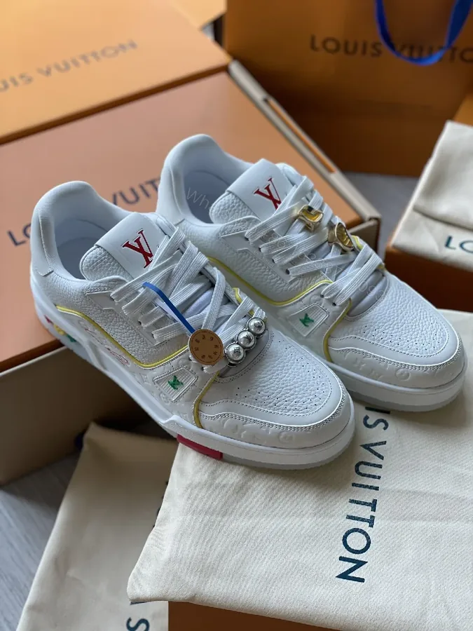 View 1 of White Textured Leather Sneakers Luxury Accents - Modern City Style