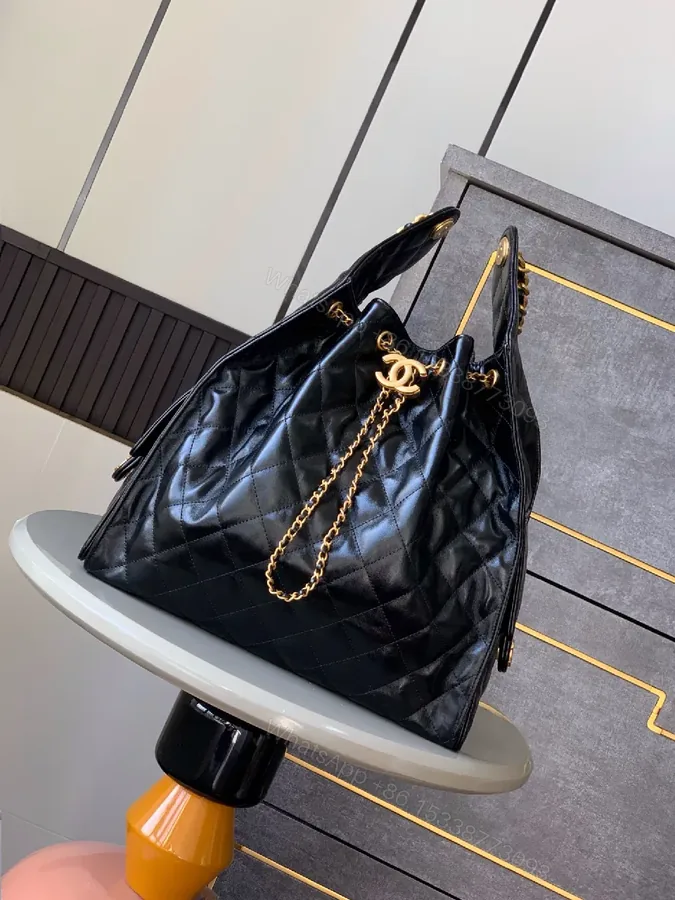 View 1 of Quilted Leather Tote: Gold Hardware, All-Day Glamour