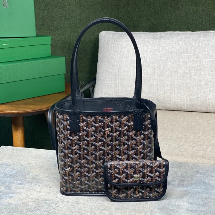View 1 of 高仿Goyard*GY10185雙面兩用MiniTote手袋黑色免檢版