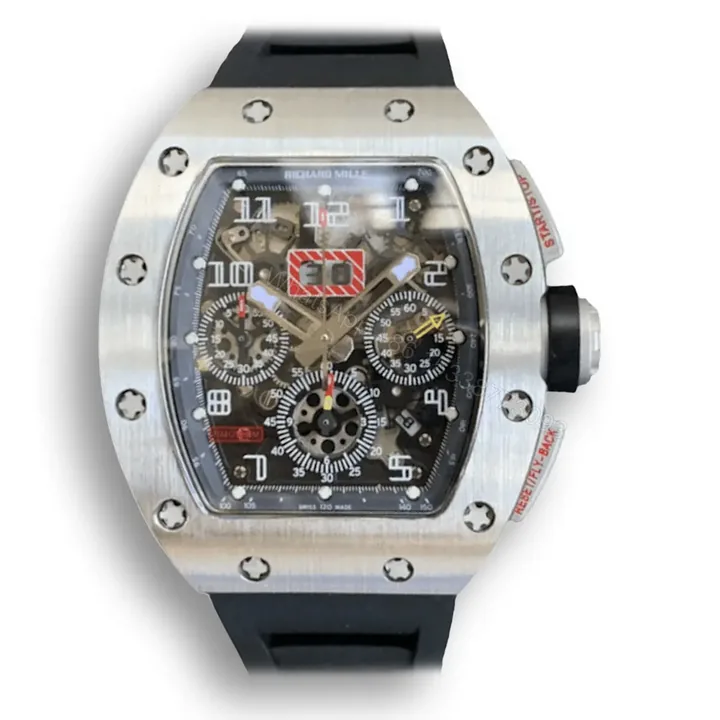 View 1 of Replica RM 011 Black Rubber Strap