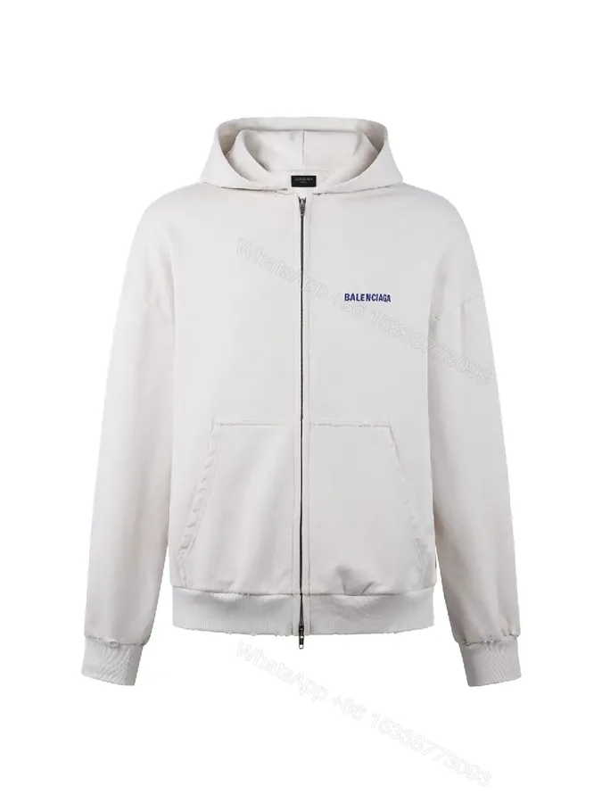 View 1 of Serene Off-White Stone Hoodie Jacket: Minimal, Luxe, Modern