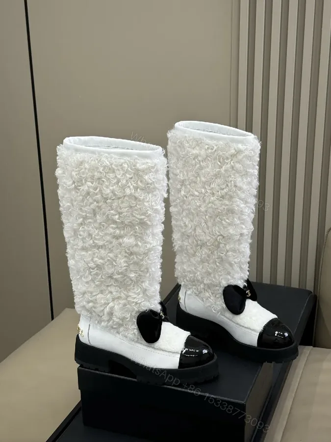 View 1 of Knit-Texture Knee-High Boots: Bold Contrast, Cozy Grip
