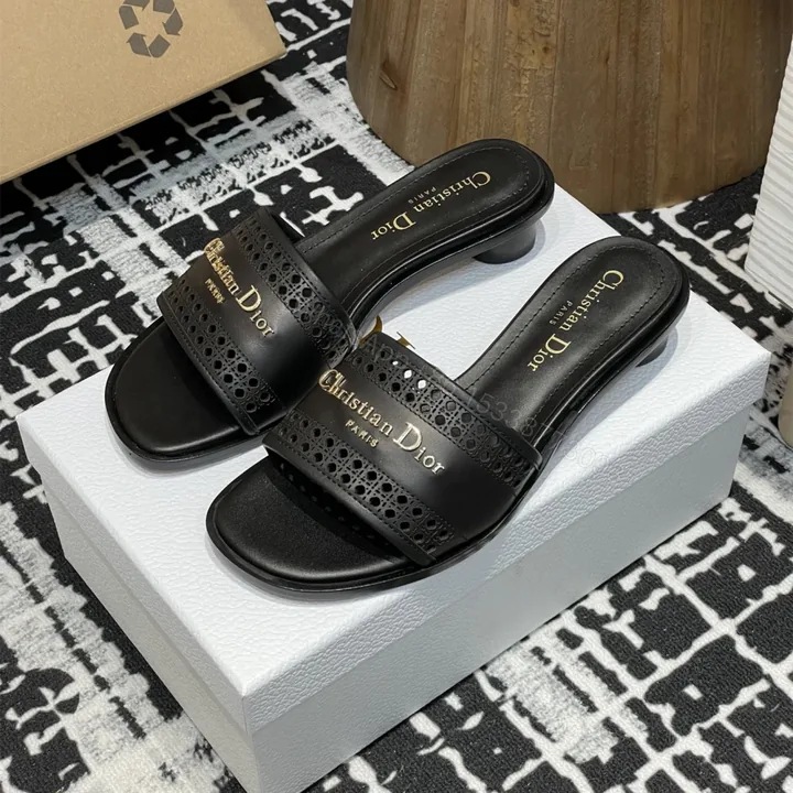View 1 of 高仿Dior*D-Lane系列KCO206圓頭套腳拖鞋短踭黑色免檢版