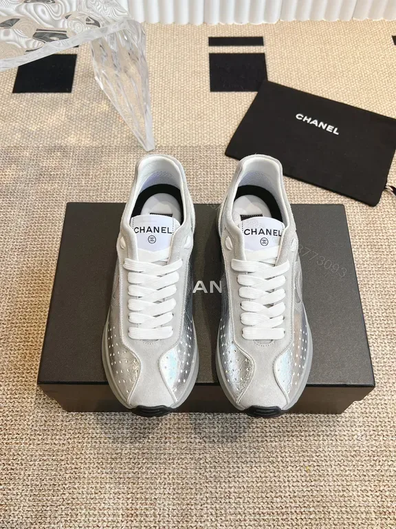 View 1 of Chanel-Inspired Silver Runner: All-Day Comfort Sneakers