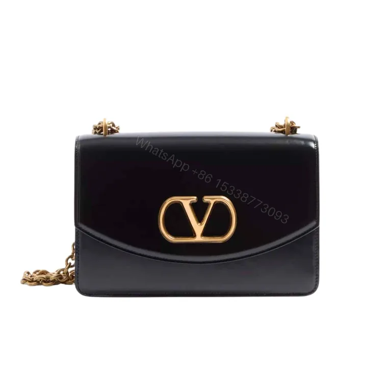 View 1 of VALENTINO GARAVANI VAIN SHOULDER BAG IN SHINY BLACK 19CM 6W2B0R16GCB 0NO