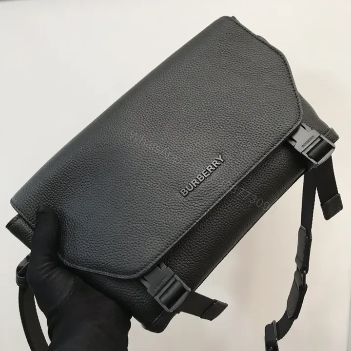 View 1 of Slim Black Pebbled Leather Crossbody: Hands-Free Sophistication