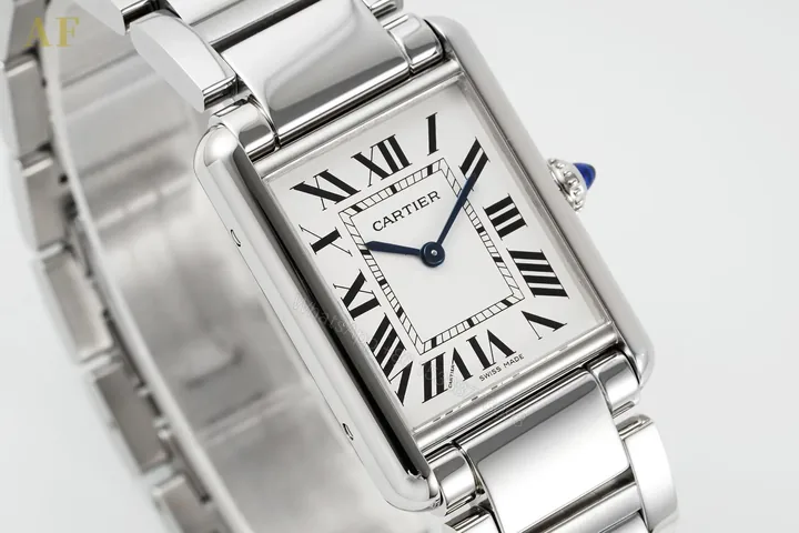 View 1 of TW Factory Cartier Tank Solo Stainless Steel Quartz Watch – Silver Dial, Blue Hands, 34.8 x 24mm