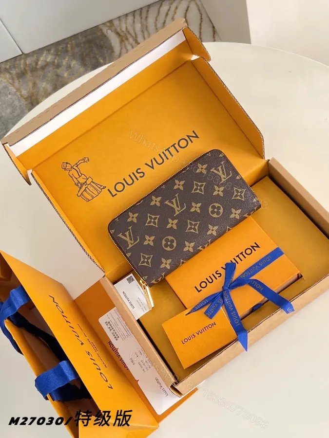 View 1 of Brown Monogram Canvas Wallet - Classic Luxury, Slim RFID Safe