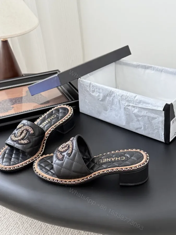 View 1 of Quilted Leather Slide with Signature Detailing