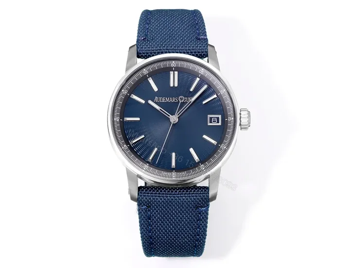 View 1 of TWA Factory Audemars Piguete CODE 11.59 Automatic Watch – Night Blue Dial, Stainless Steel Case, Blue Fabric Strap, 41mm