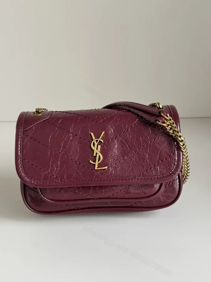 View 1 of Rich Purple Textured Leather Camera Bag with Gold Hardware