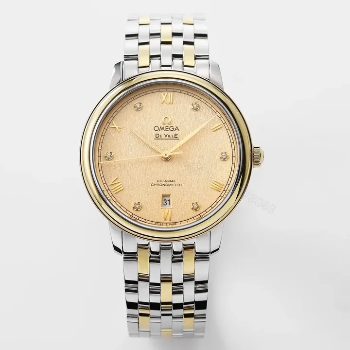 View 1 of Omega De Ville Prestige Butterfly Series Watch Champagne Dial Two-Tone Stainless Steel Bracelet 39.5mm x 10mm Case Size