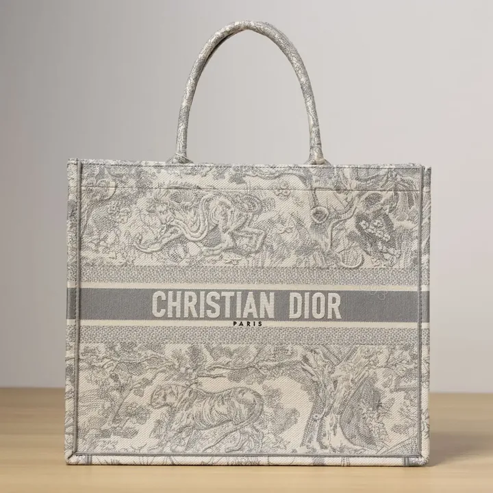 View 1 of 高仿Dior*BookTote系列茹伊刺繡灰色L免檢版