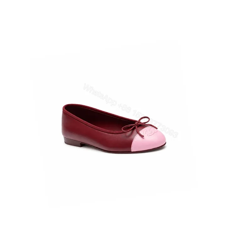 View 1 of Chanel Ballet Flats Burgundy And Pink