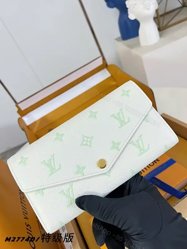 View 1 of Mint Monogram Wallet Clutch - Luxe Textured Leather