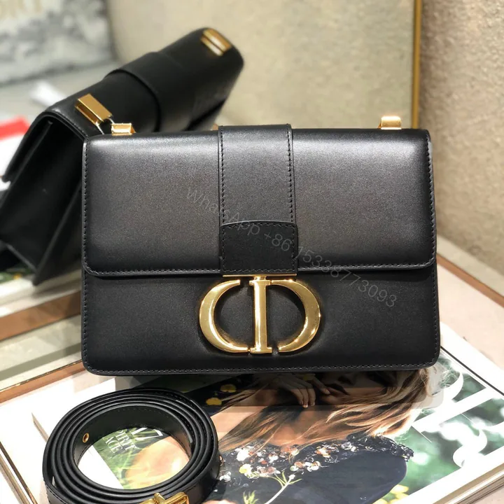 View 1 of Dior 30 Montaigne Super High-Quality Women’s Handbag Black with Gold Lock 24x17x8cm