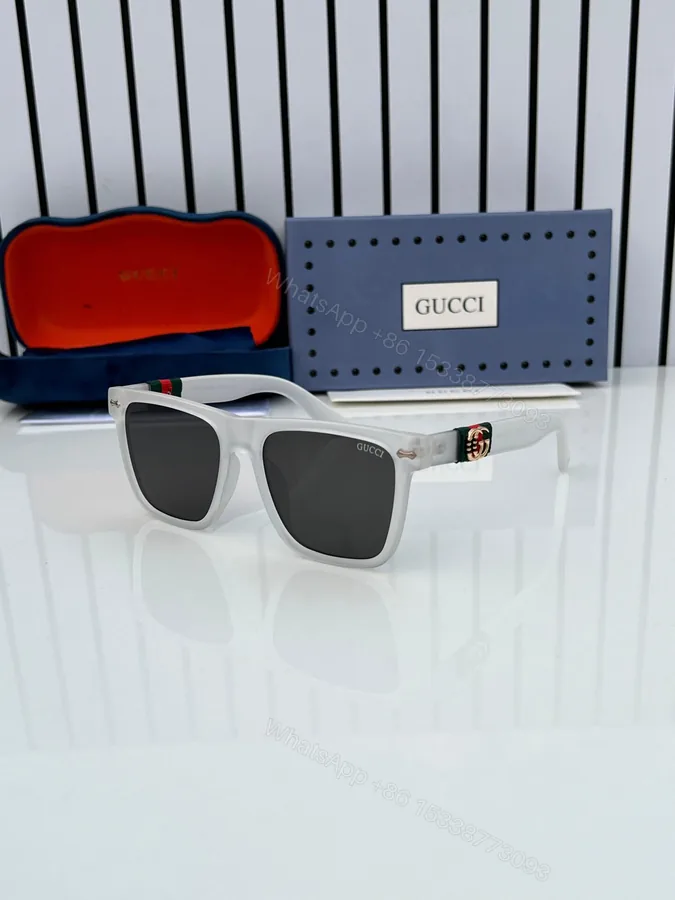 View 1 of Gucci Inspired Square Sunglasses Black-White