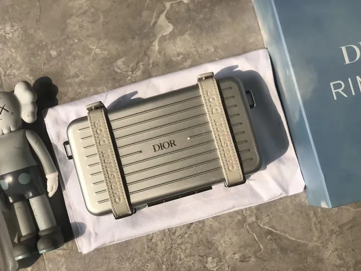 View 1 of Metallic Ribbed Crossbody: Dior-Branded Compact Case - 60 chars max