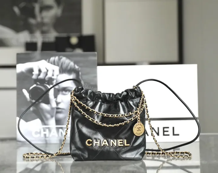 View 1 of Chanel-Inspired Black Leather Crossbody: Luxe Chain Detail