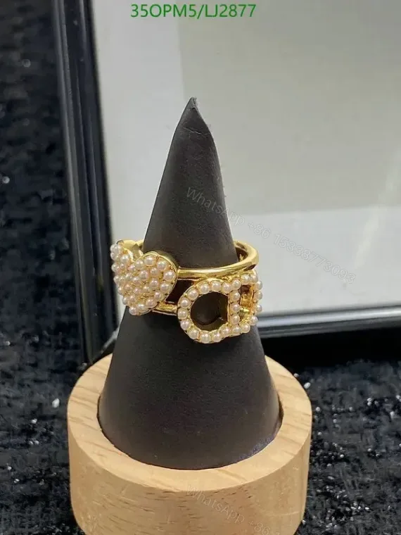 View 1 of Dior Gold Pearl Ring for Women – Model LJ2877