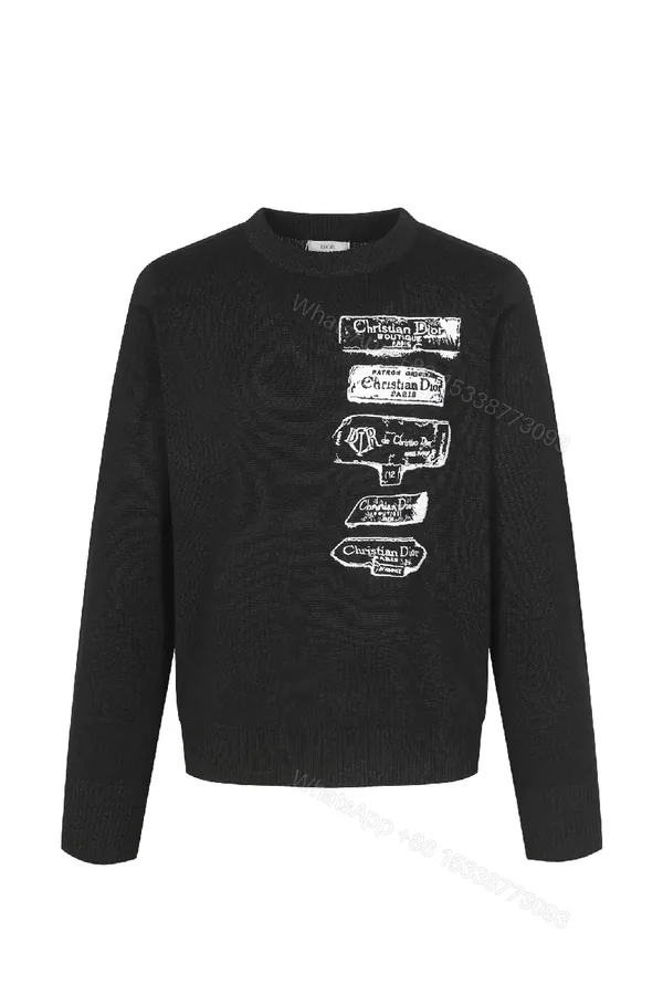 View 1 of Graphic + Knit + Sweater + Designer-inspired Label Chains + Sweater