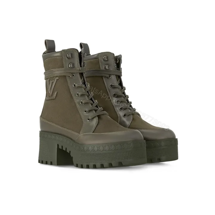 View 1 of LOUIS VUITTON LAUREATE PLATFORM DESERT BOOT KAKI GREEN 1AC7S9